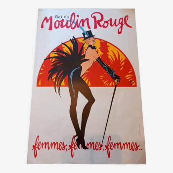 Affiche bal du moulin rouge signée gruau femmes femmes femmes