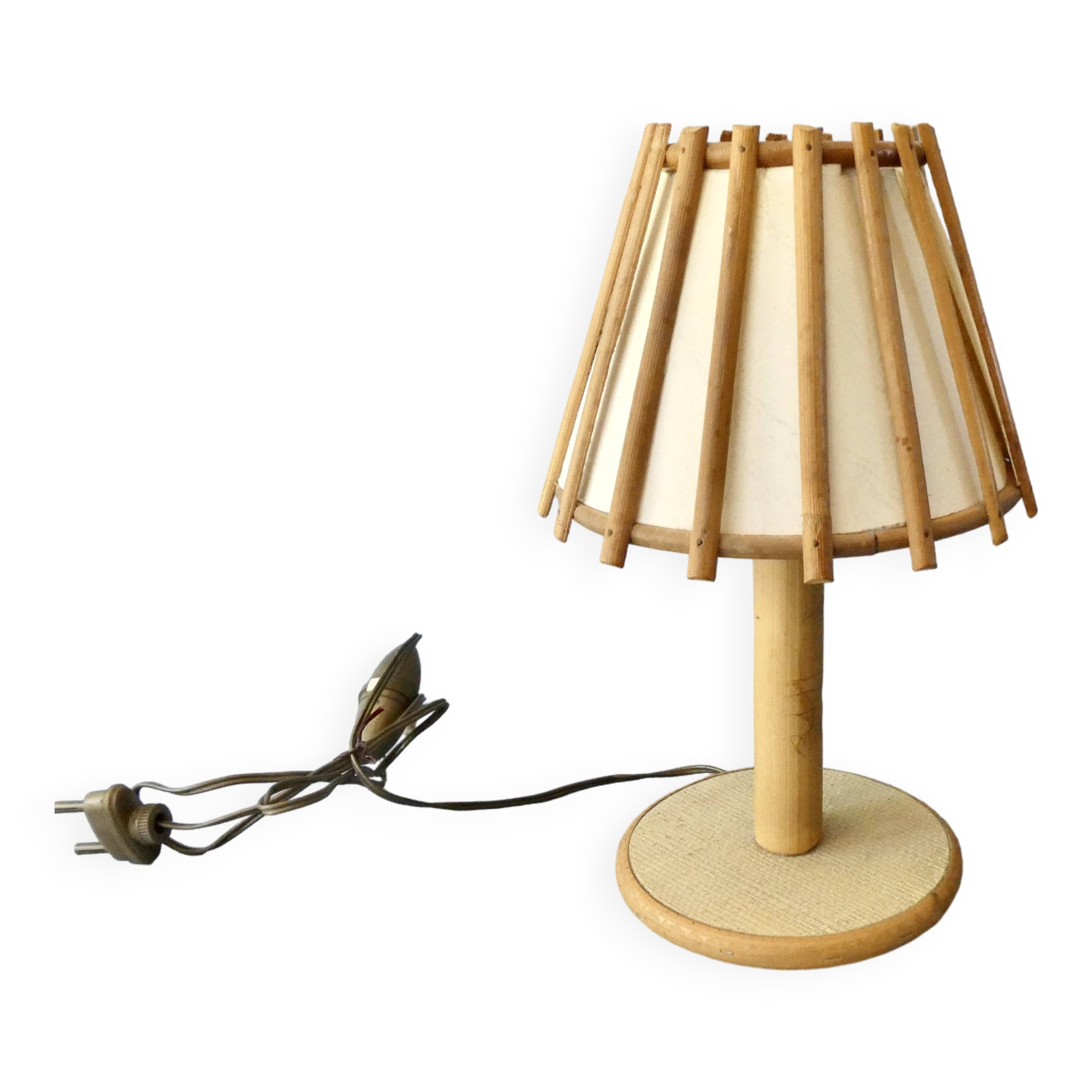 Rattan lamp Art Vannerie France, 70s