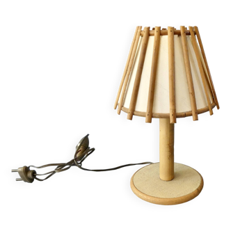 Lampe en rotin Art Vannerie France, années 70