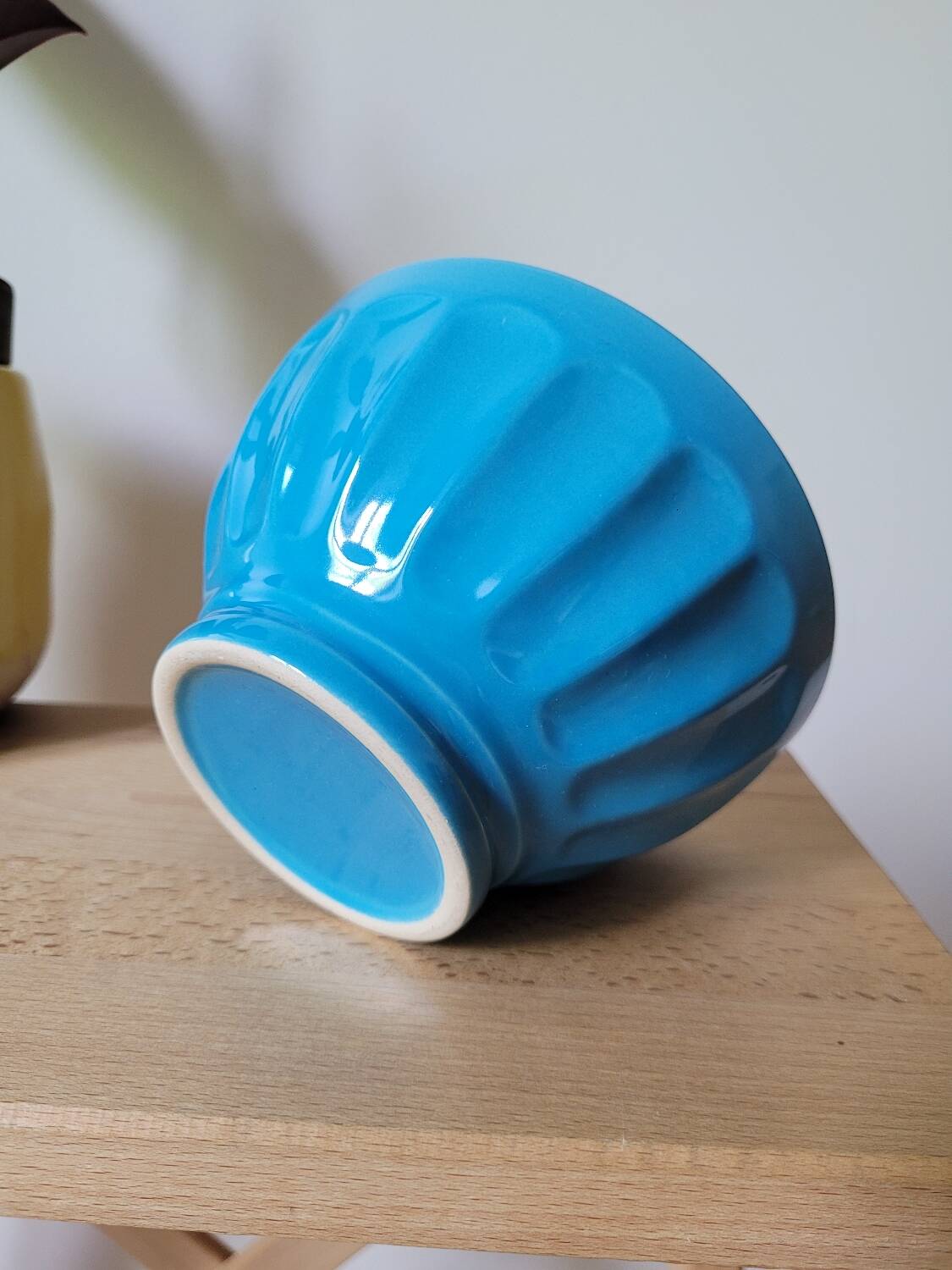 Opaque blue porcelain bowl