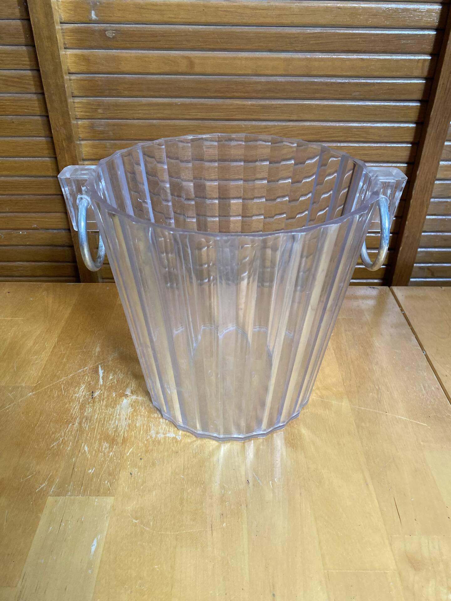 Vintage White Lucite Champagne Bucket FOUSSY Plexi + Metal Handles