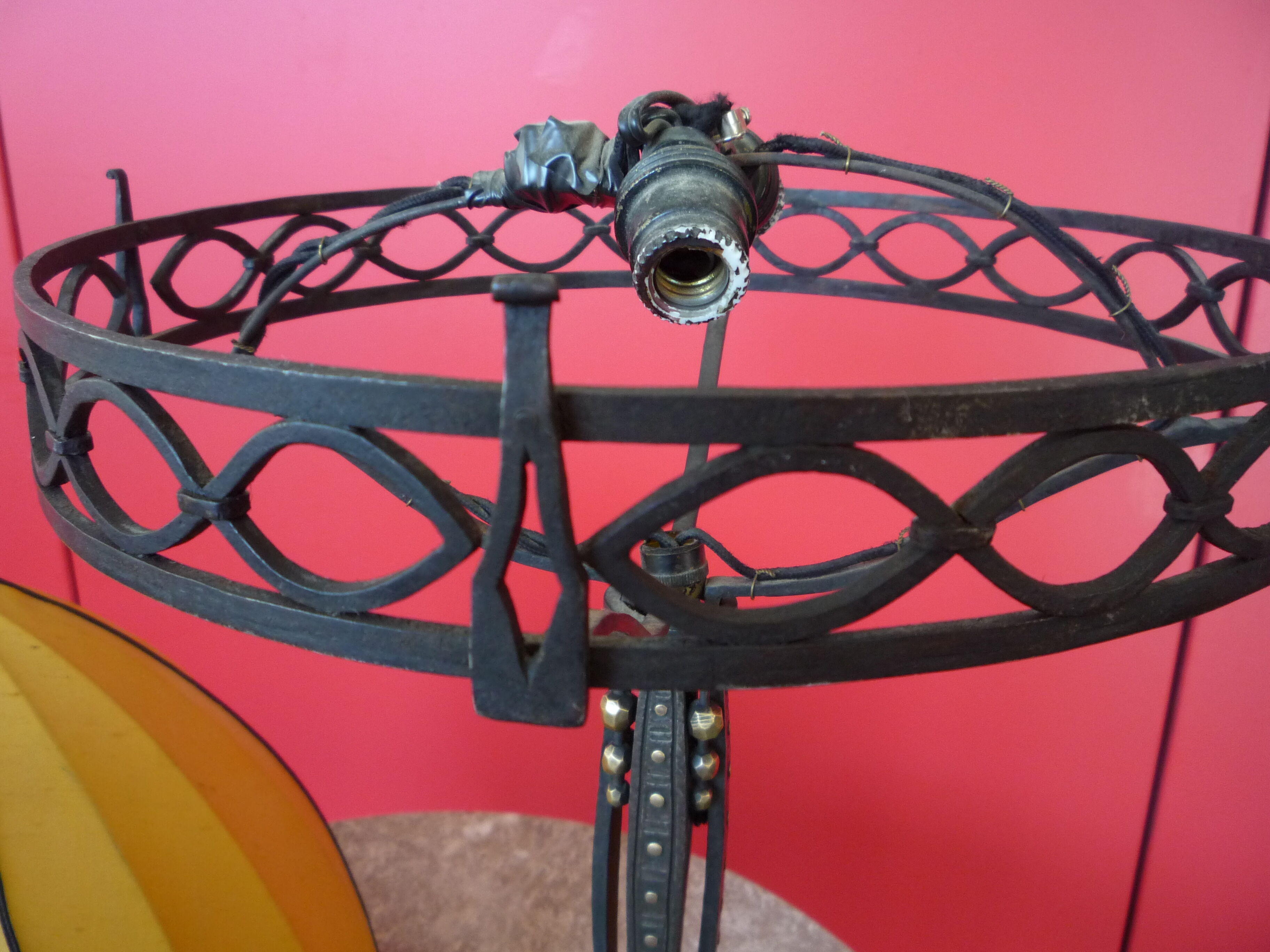 Raymond Subes art deco wrought iron lamp