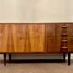 Vintage Polish buffet in flamed walnut – Mid-Century design from the 1960s