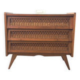 Commode vintage en rotin avec pieds compas