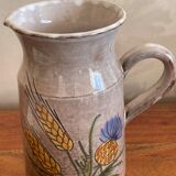 Pitcher broc in glazed stoneware decoration hand
