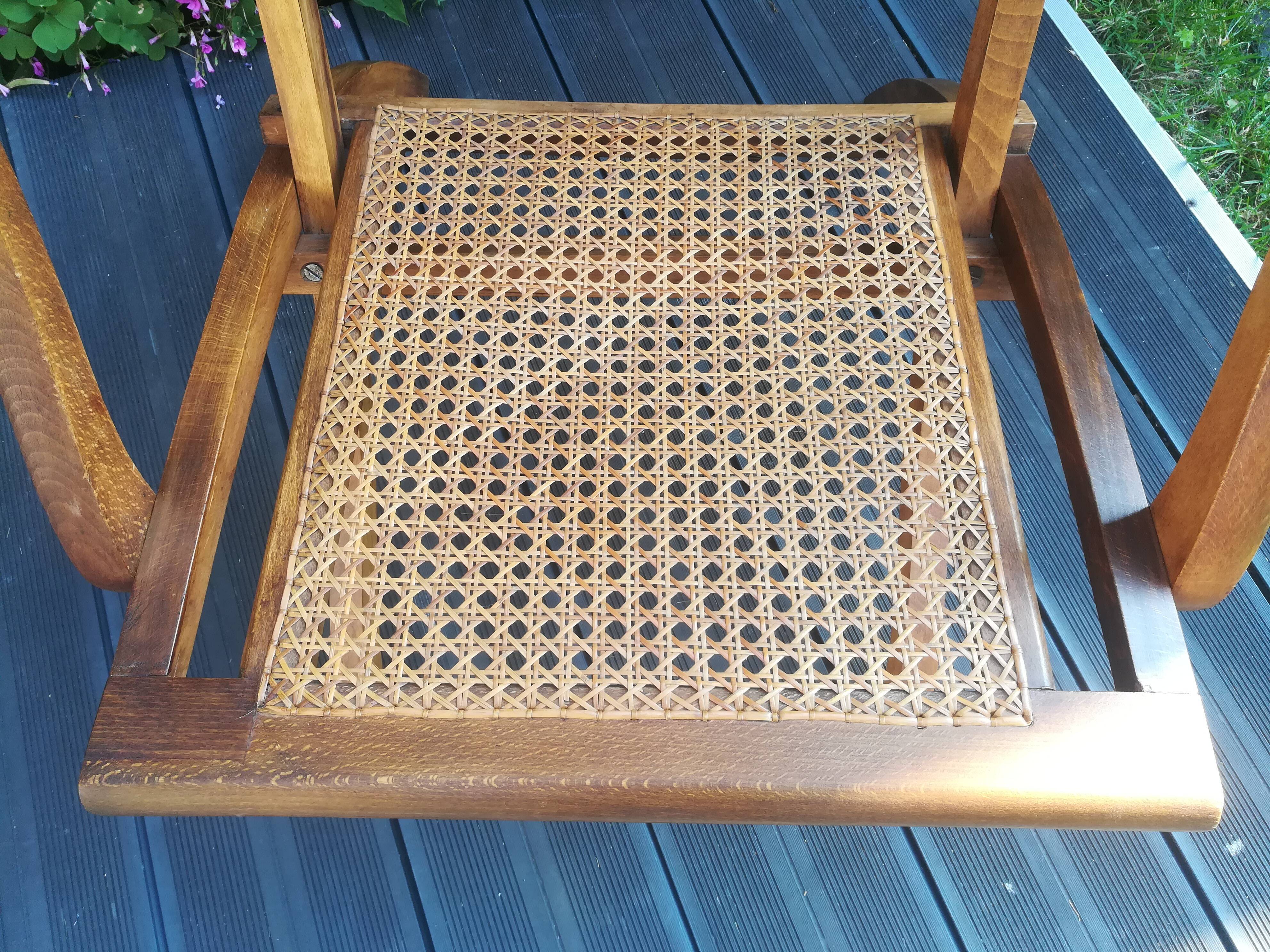 Folding beech cane armchair