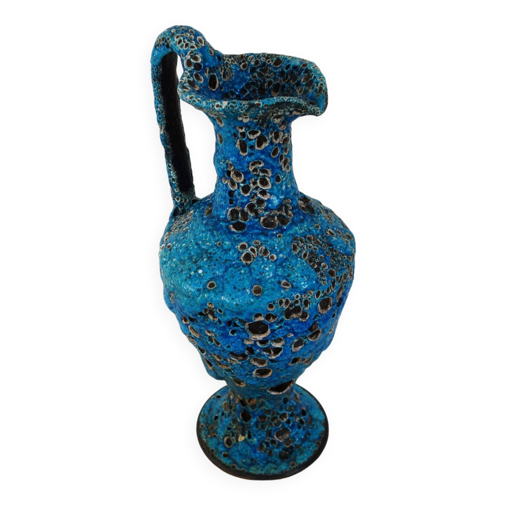 Large Fat Lava enamel vase by Charles Cart, Sea Foam, 1960
