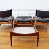 2 Fauteuils - 1 Ottoman - 1 Table basse - Kristian VEDEL - Entièrement restauré