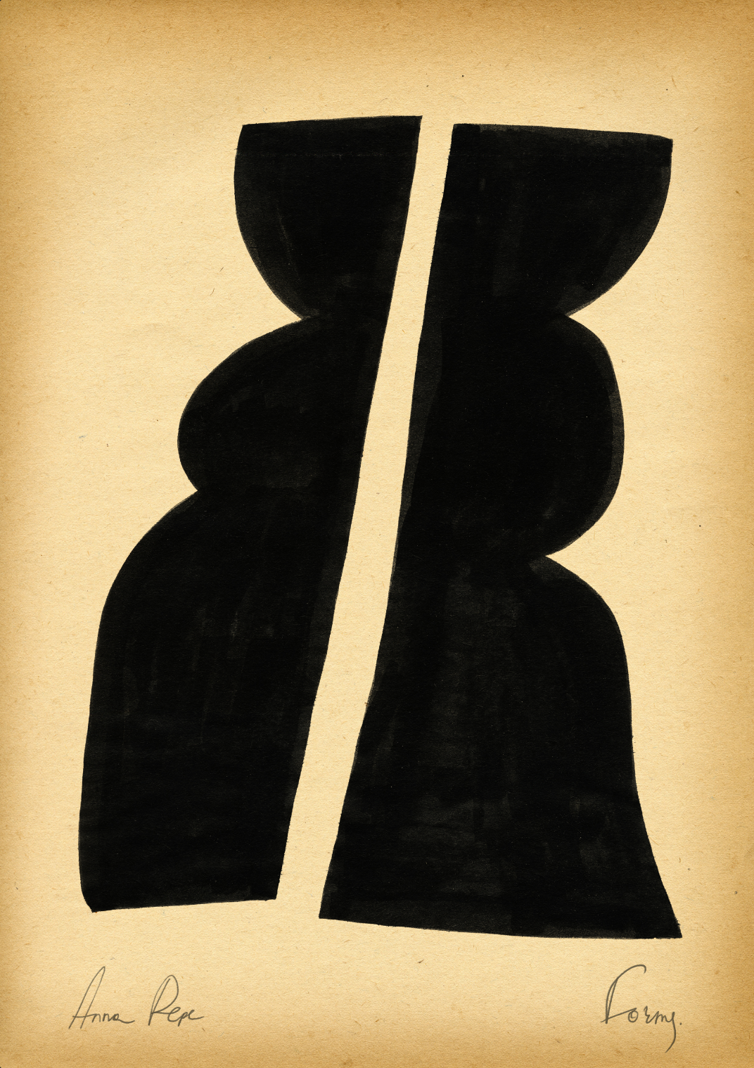 Original painting on vintage paper