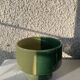 Large bowl in vintage green and yellow enamelled ceramic
