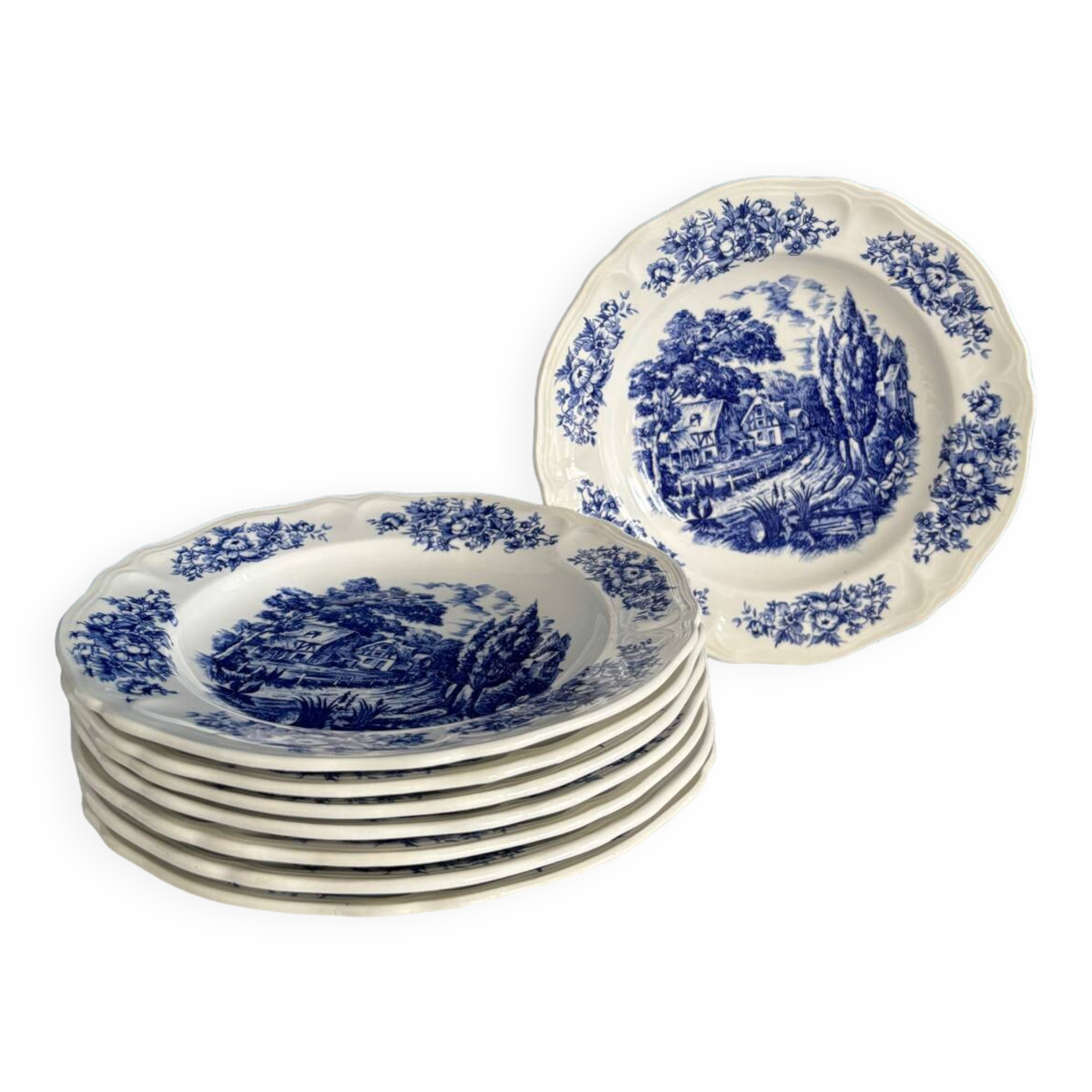 English country style deep plate, Moulin des Loups