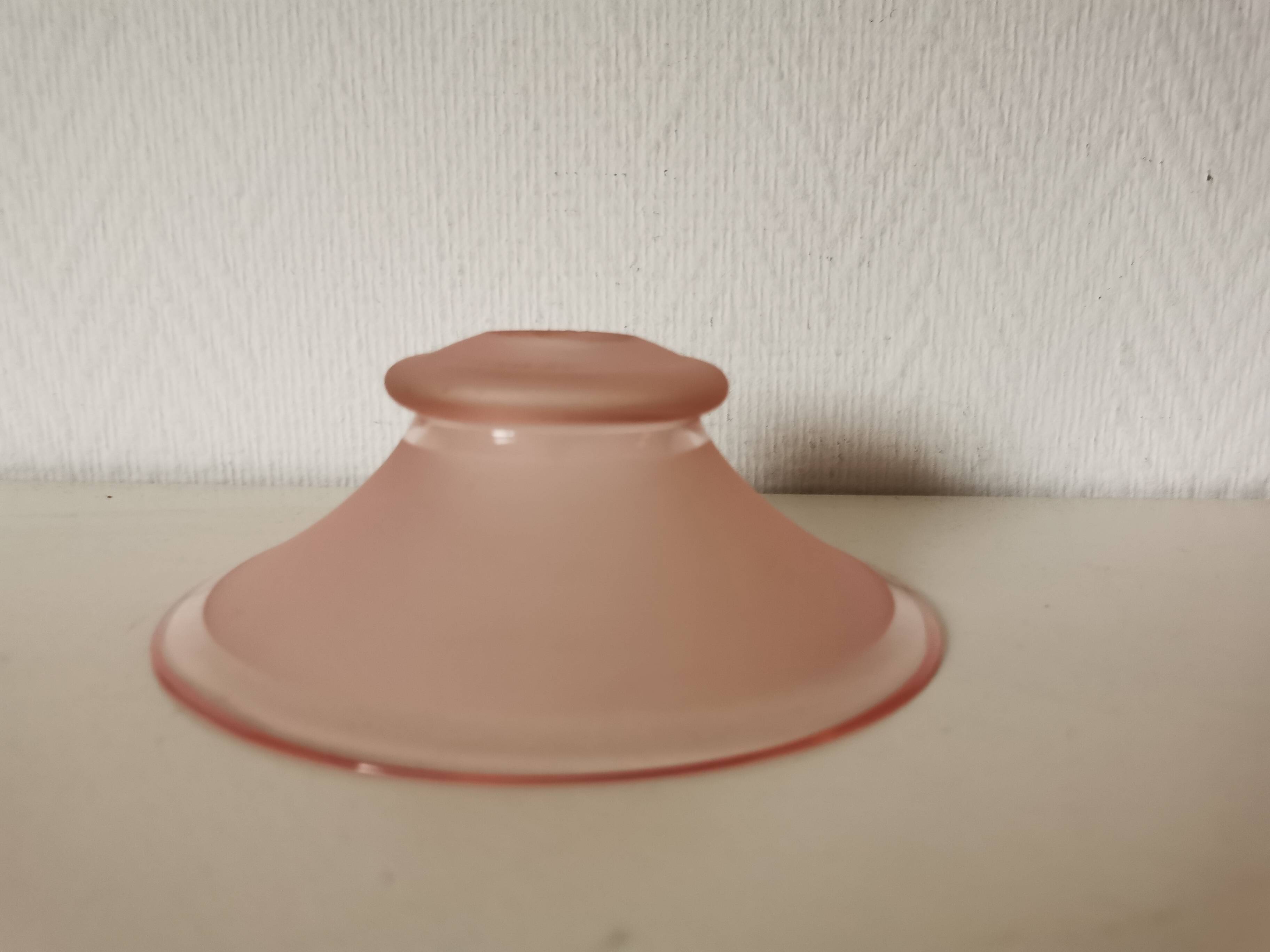 small pink lampshade in pink granite glass from the 50s