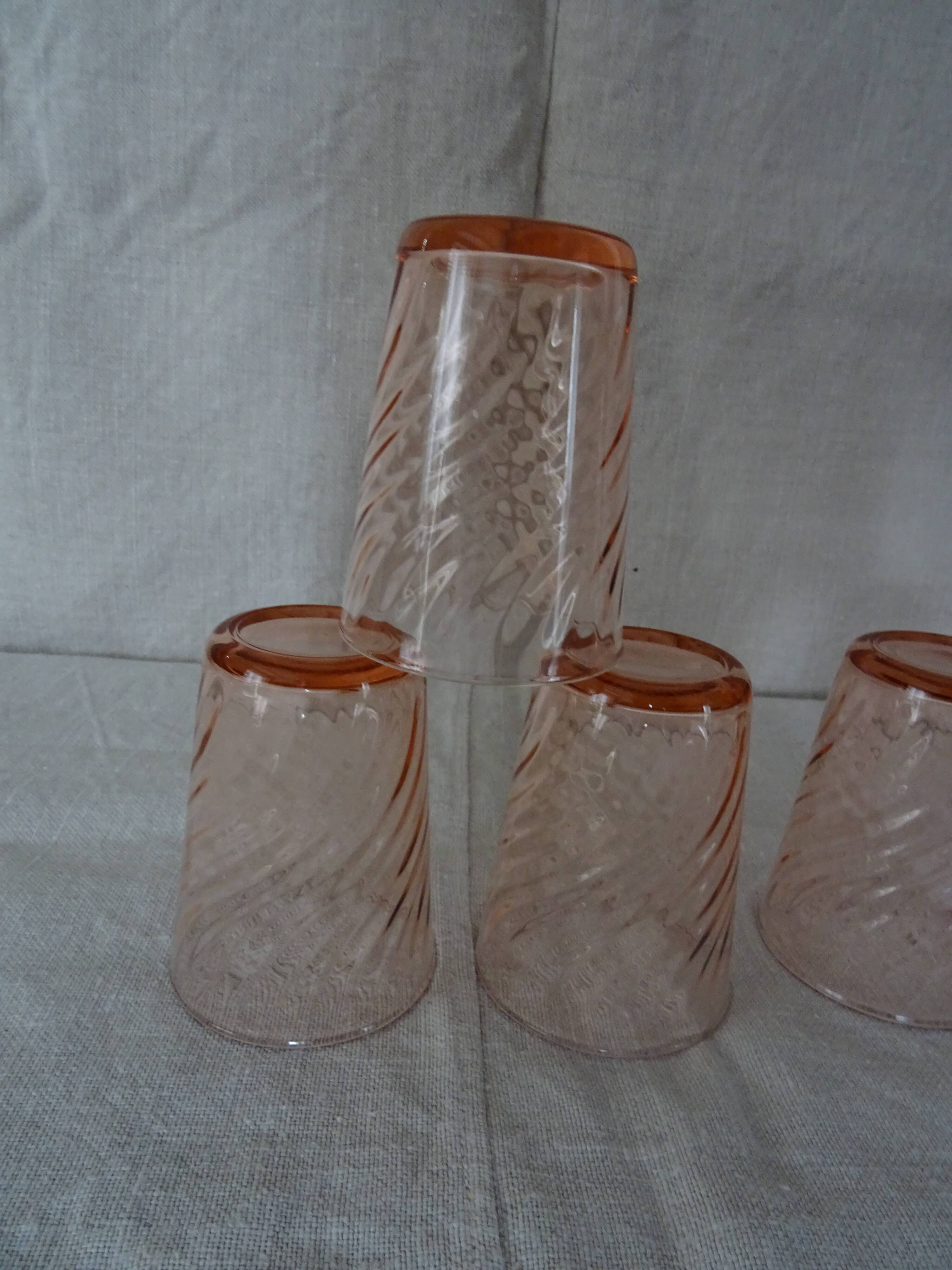 6 verres roses forme gobelet Rosaline Arcoroc Luminarc  vintage