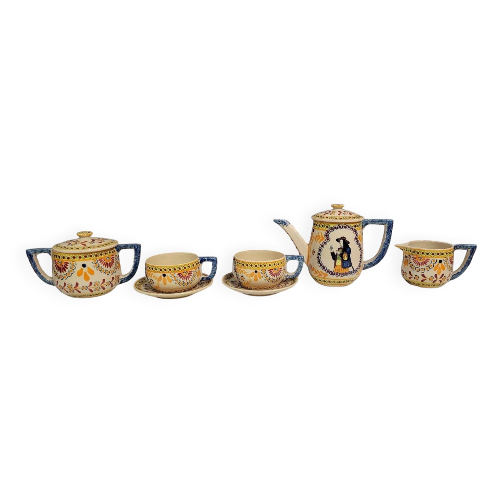 Vintage Henriot Quimper tete-a-tete coffee service circa 1970