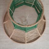 Lampshade in beige and green jute thread
