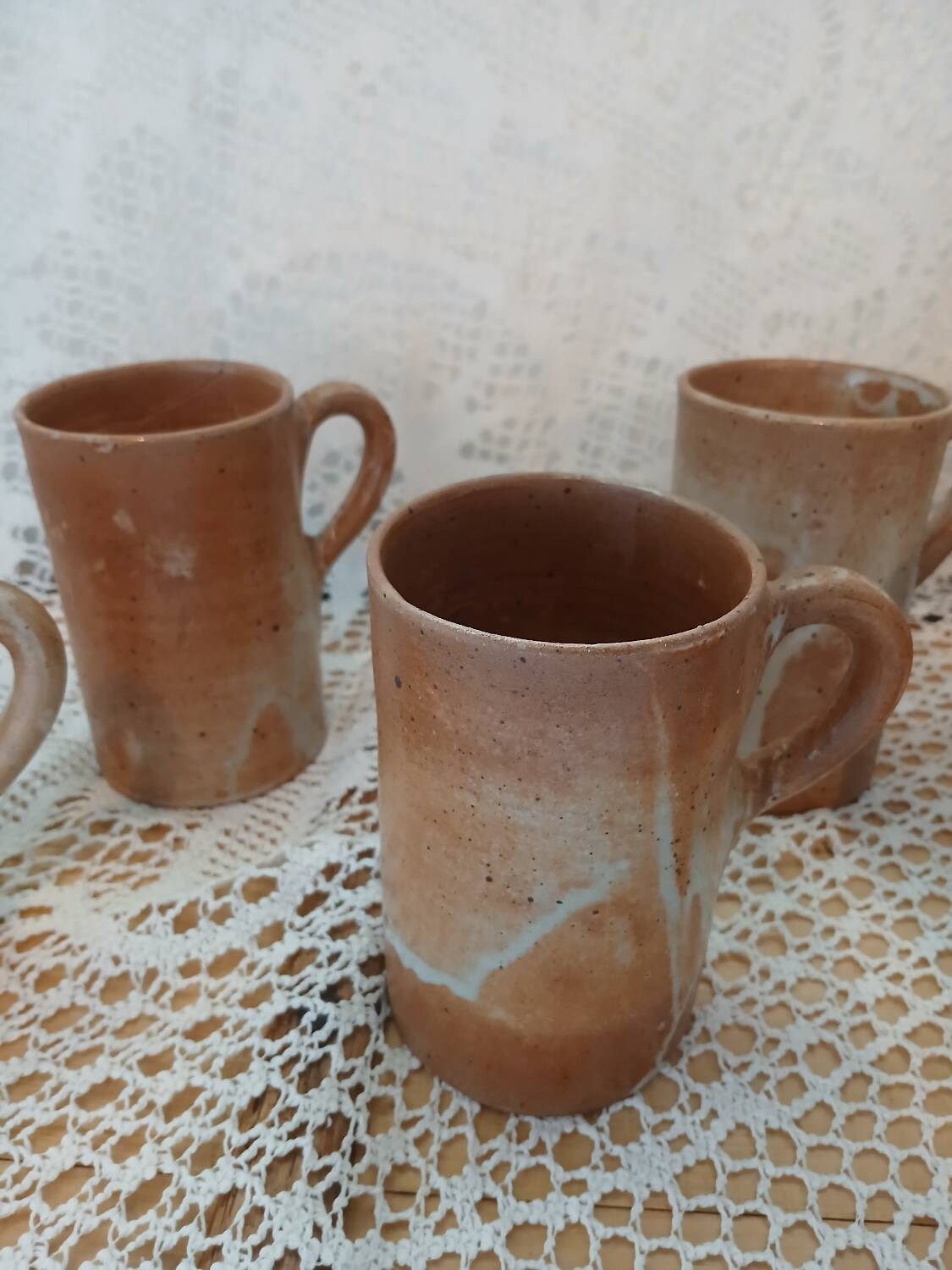 6 stoneware mugs / cups / tankards