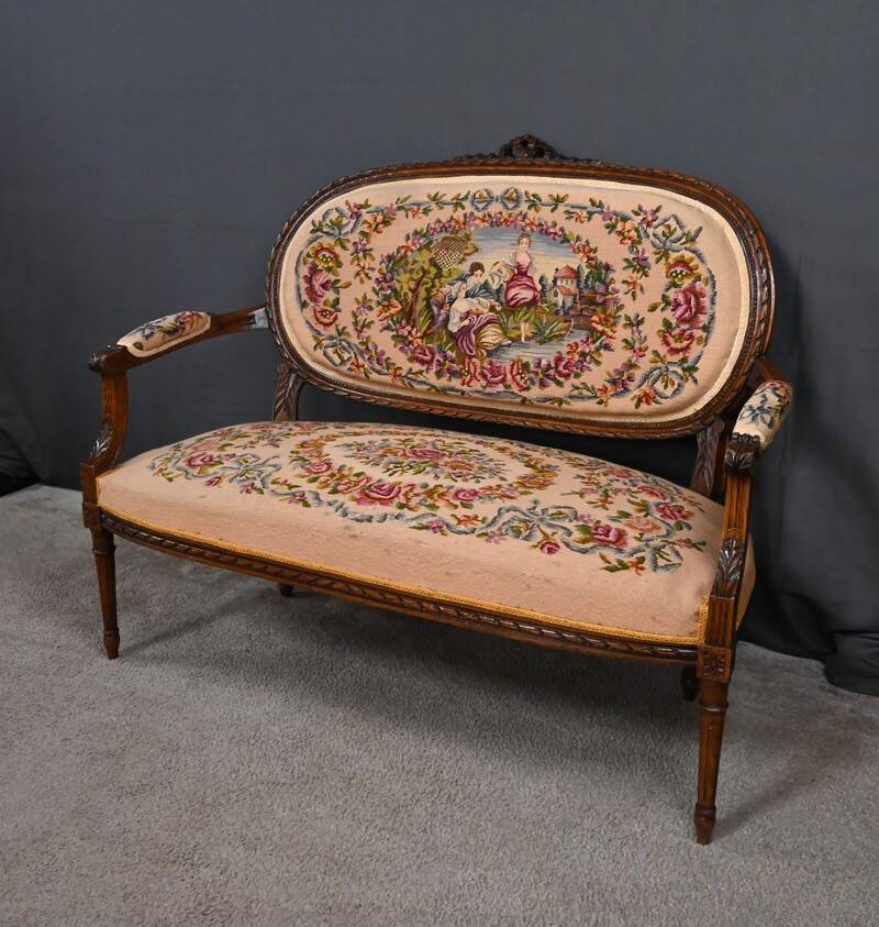 Beech canapé, stained, Louis XVI style - 1920