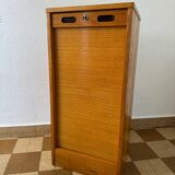 1960s wooden curtain filing cabinet