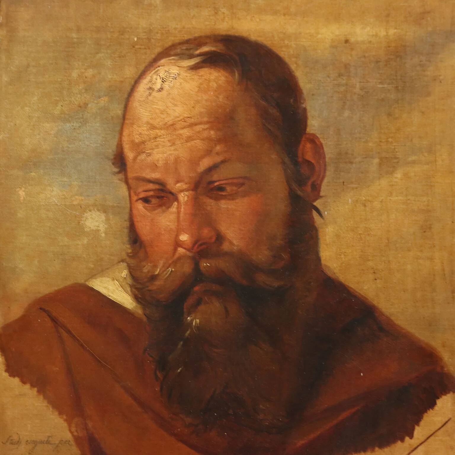 Ancient painting signed Filippo Marsigli, oil on paper, circa 1840.