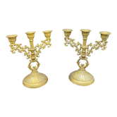 Bougeoirs candélabres 3 feux laiton poinçon agda début xxème siècle, style rocaille
