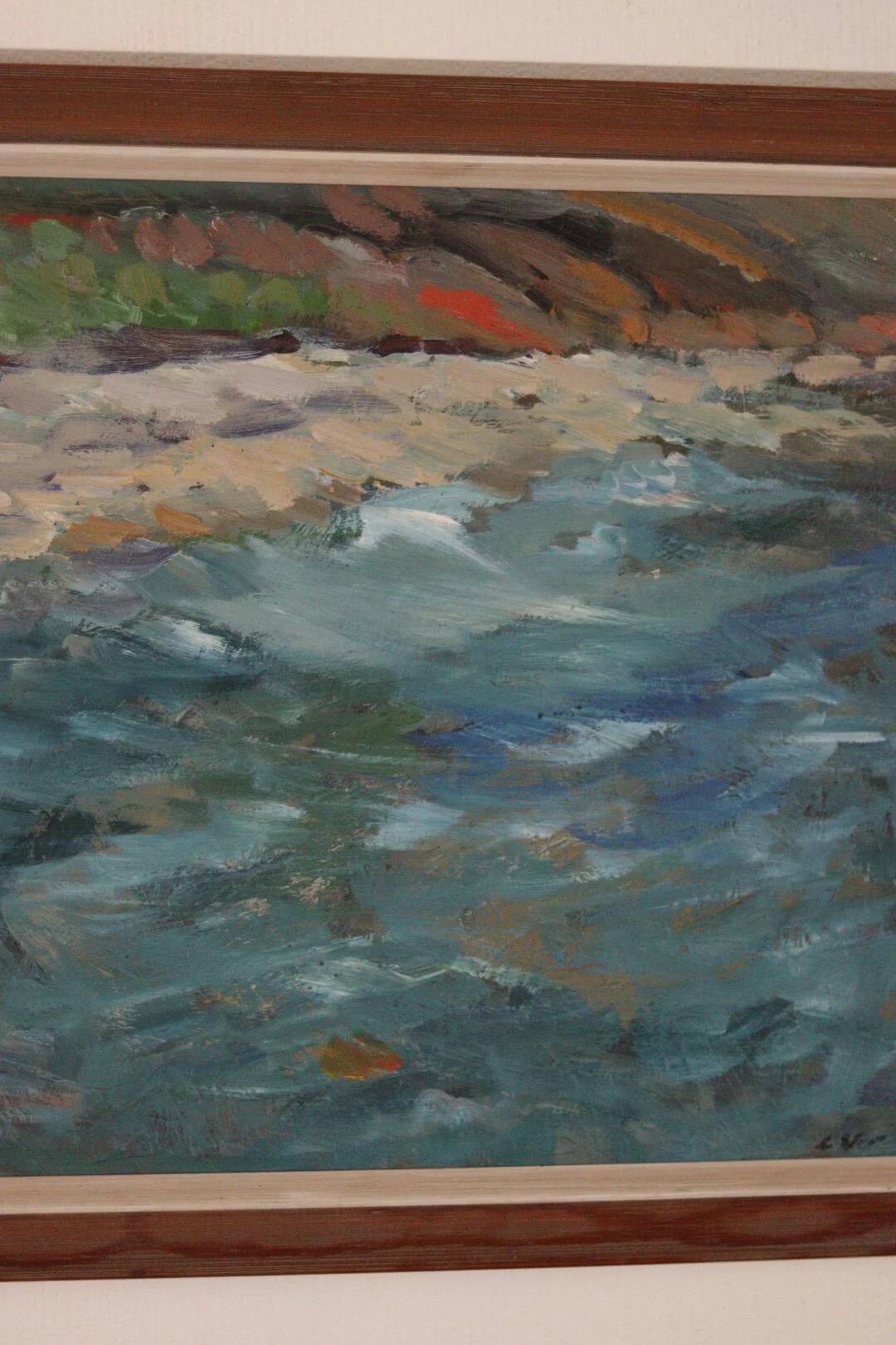 Original Mid Century Swedish Oil on Panel – “Seashore” by LV 1962 – Signed