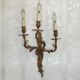 Magnificent French Vintage Bronze Triple Light Acanthus Leaf Wall Sconce 4798