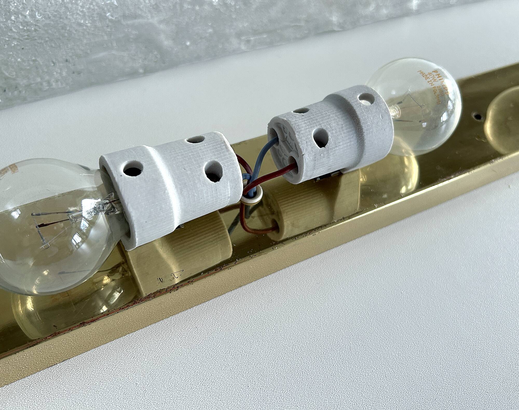 Large Vintage Murano Glass Brass Wall Lamp