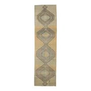 1970s Turkish Oushak handmade beige runner rug 92x344