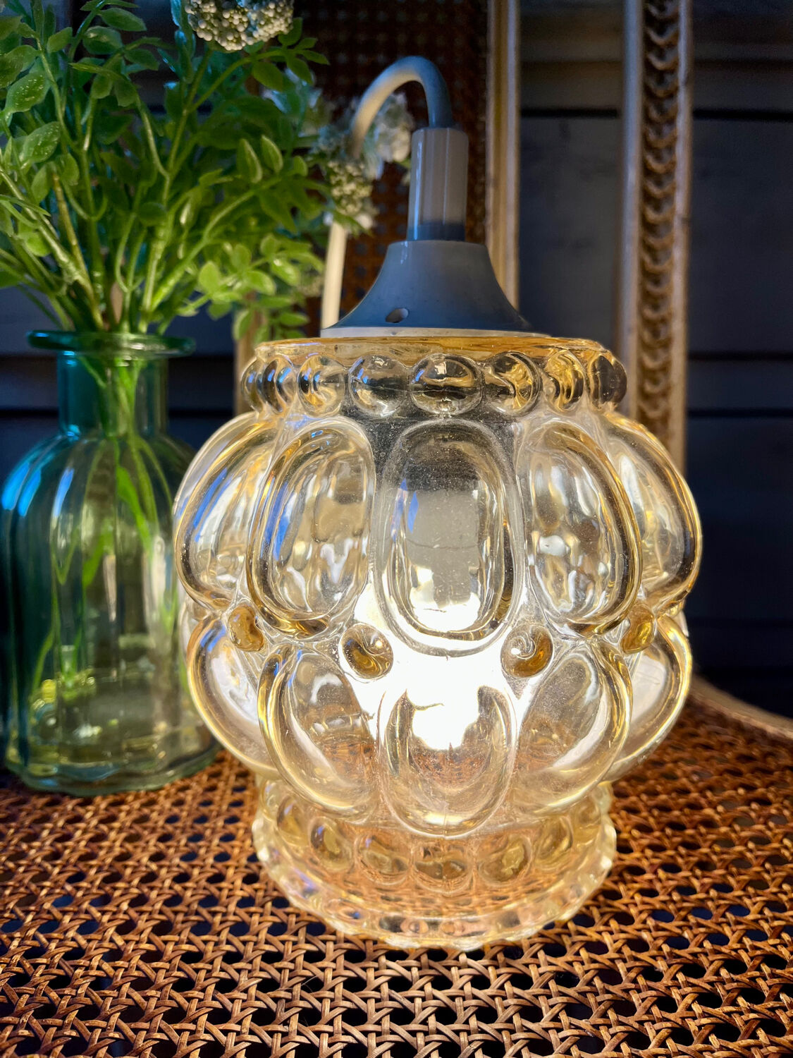 Vintage bubble glass pendant lamp 1960/70
