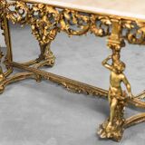Console in marble gold leaf 50s vintage modern