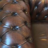 Vintage Brown Leather Chesterfield Tufted Armchair