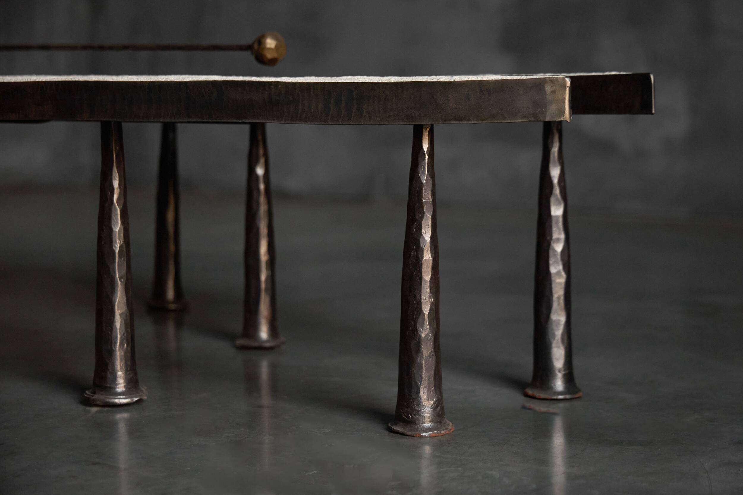 Thomas Serruys steel and stone brutalist coffee table, Belgium, 2019