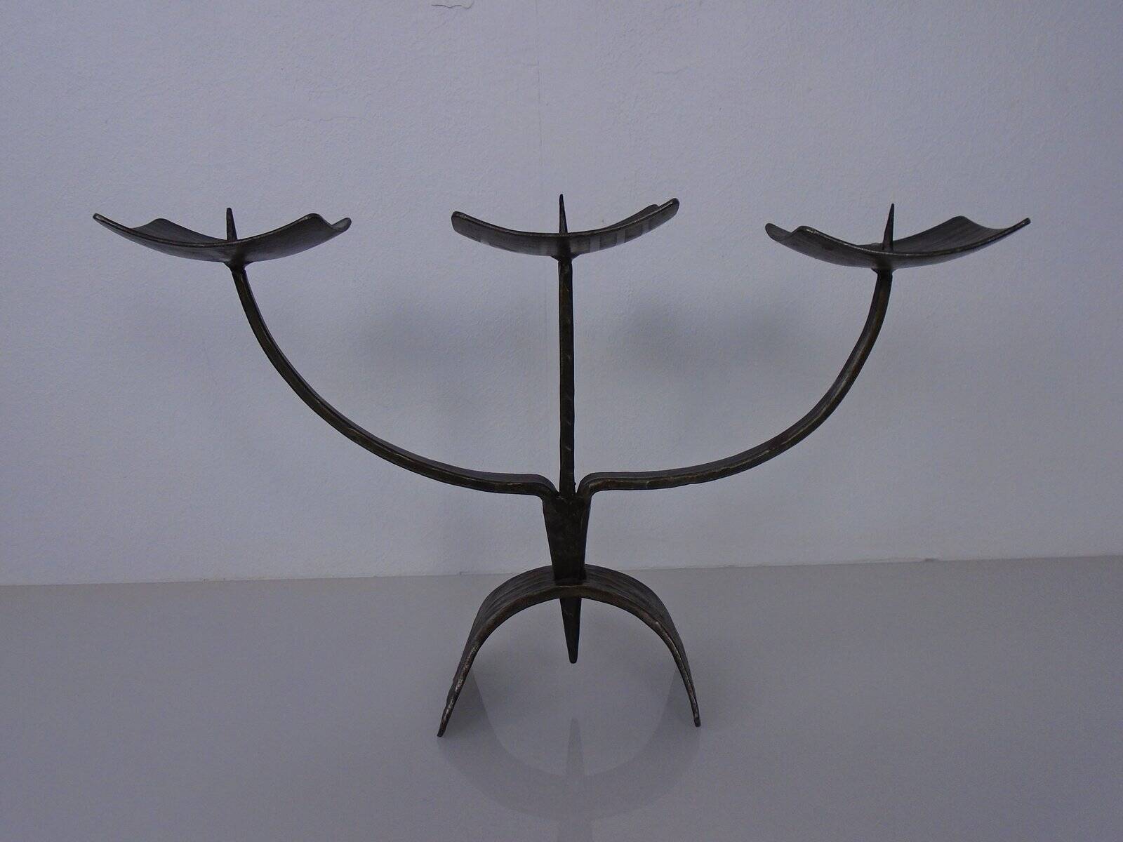 German Brutalist Iron Candleholder, 1960s