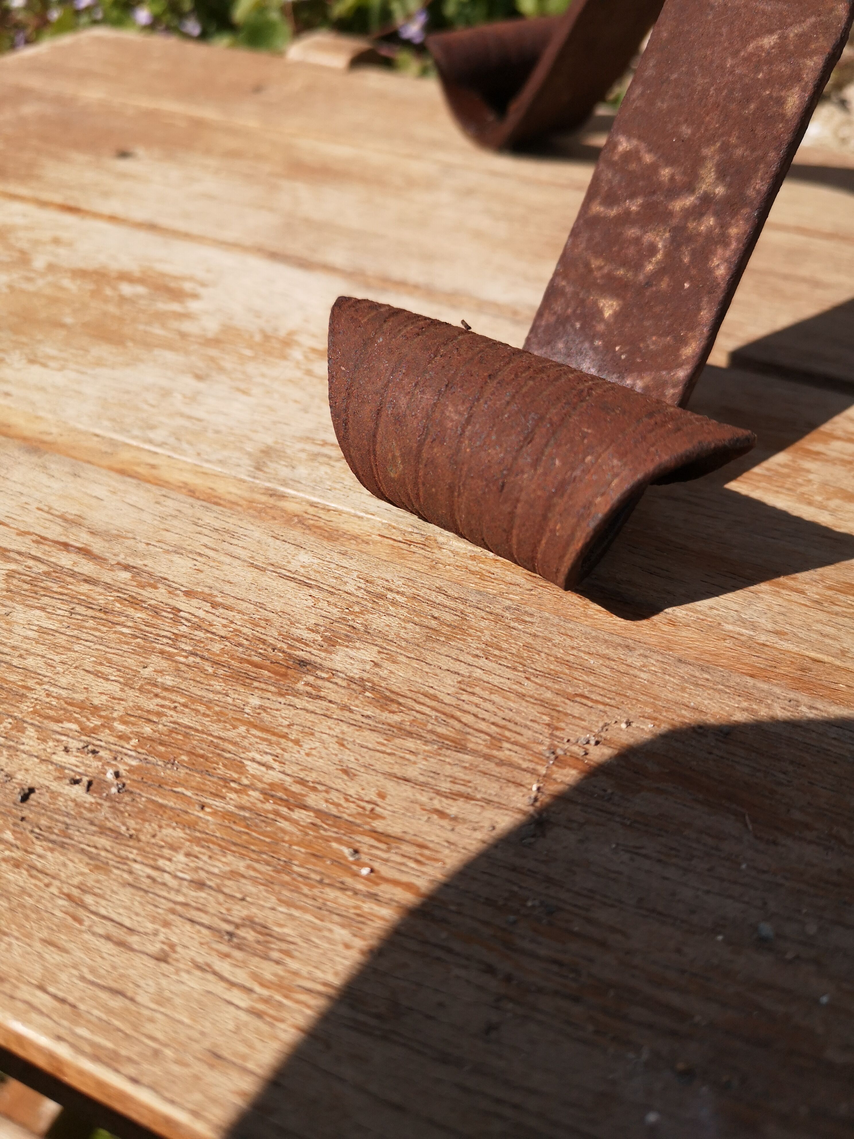 Brutalist wrought iron candle holder