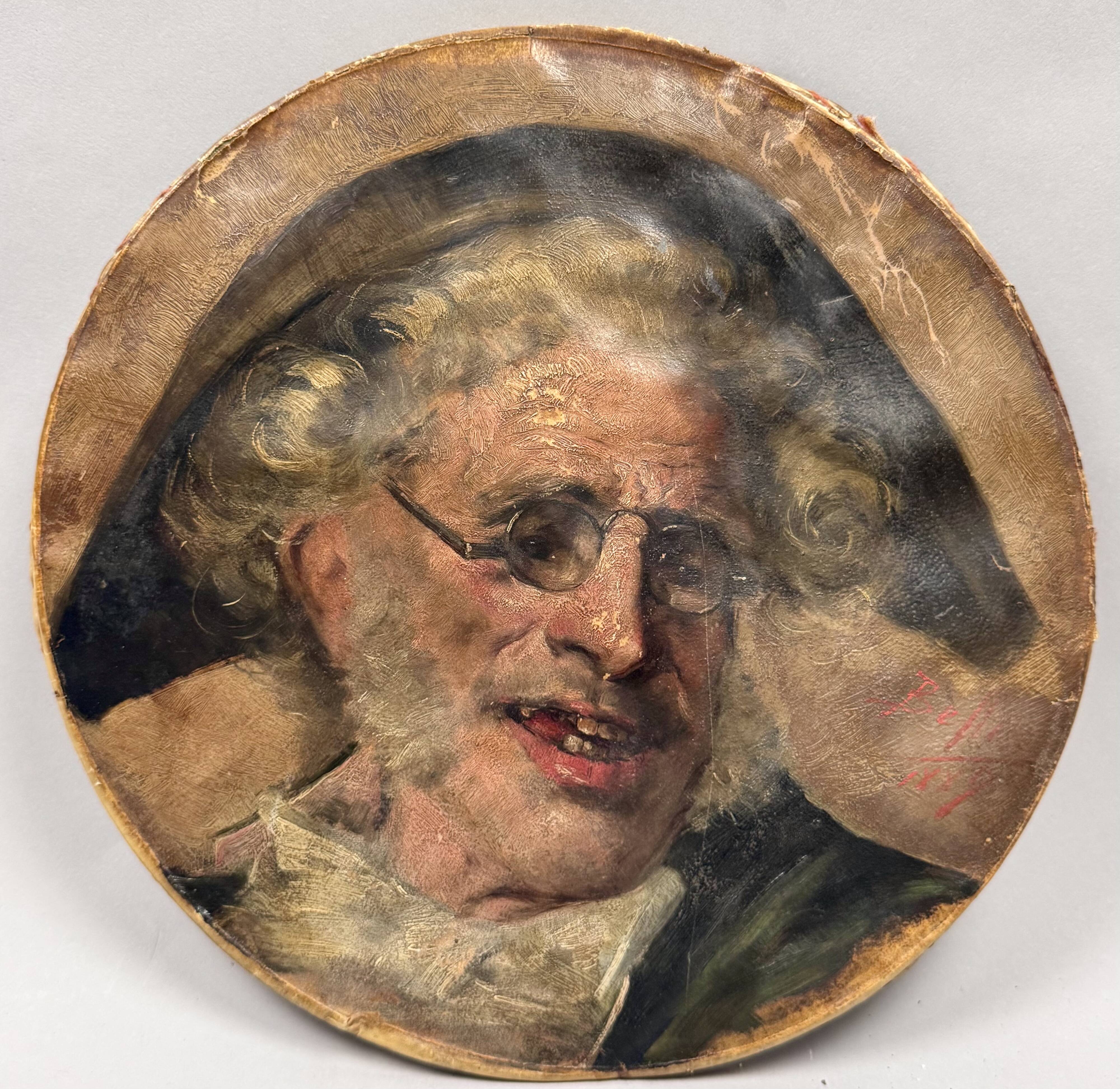 Tondo, portrait of a juggler by Benito Belli