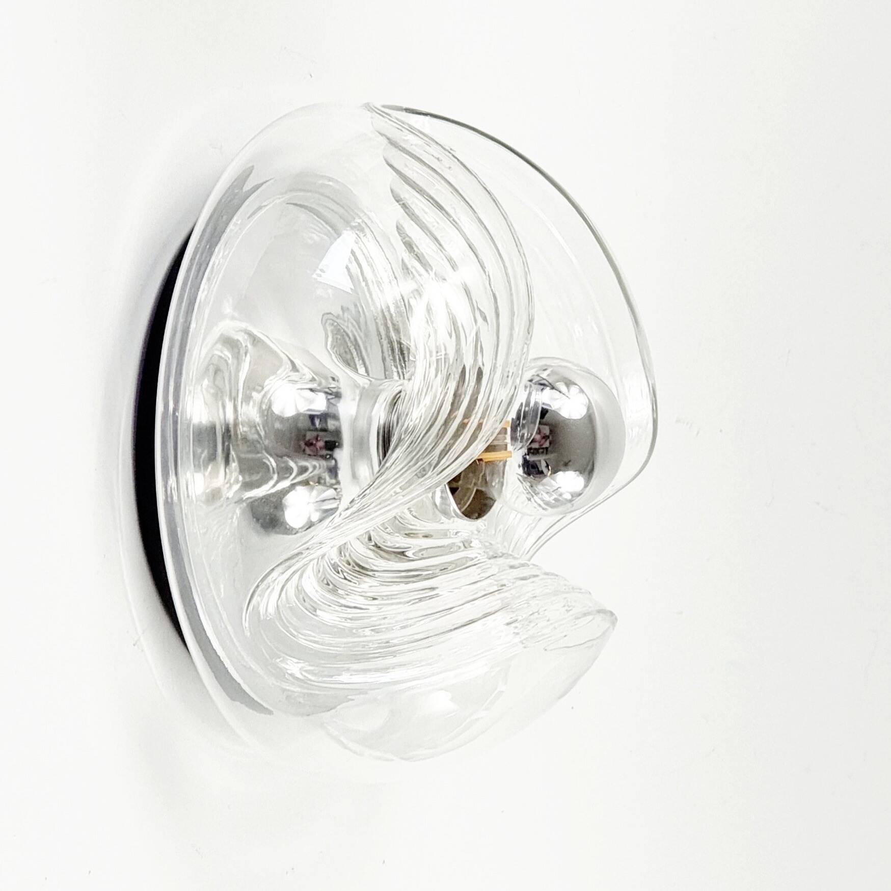 Set of 3 Space Age Glass 'Wave' Wall Lights by Koch & Lowy for P& P, 1970s