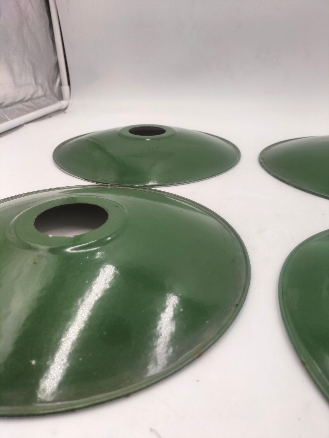 4 enameled sheet metal lampshades