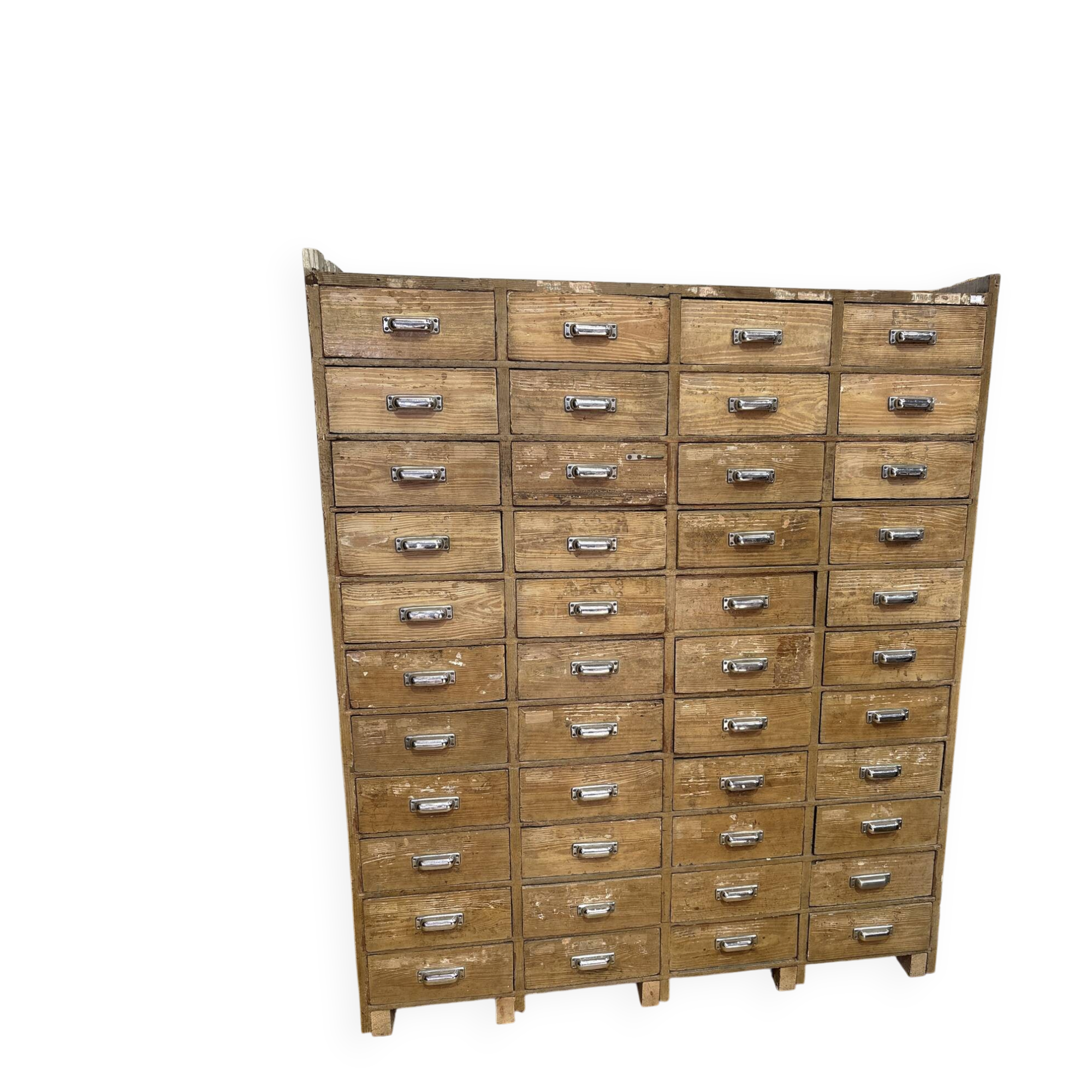Large antique workshop cabinet with 44 drawers – patinated wood