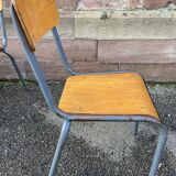 6 chaises d'école vintage en métal et bois design Mid-century vintage 1960