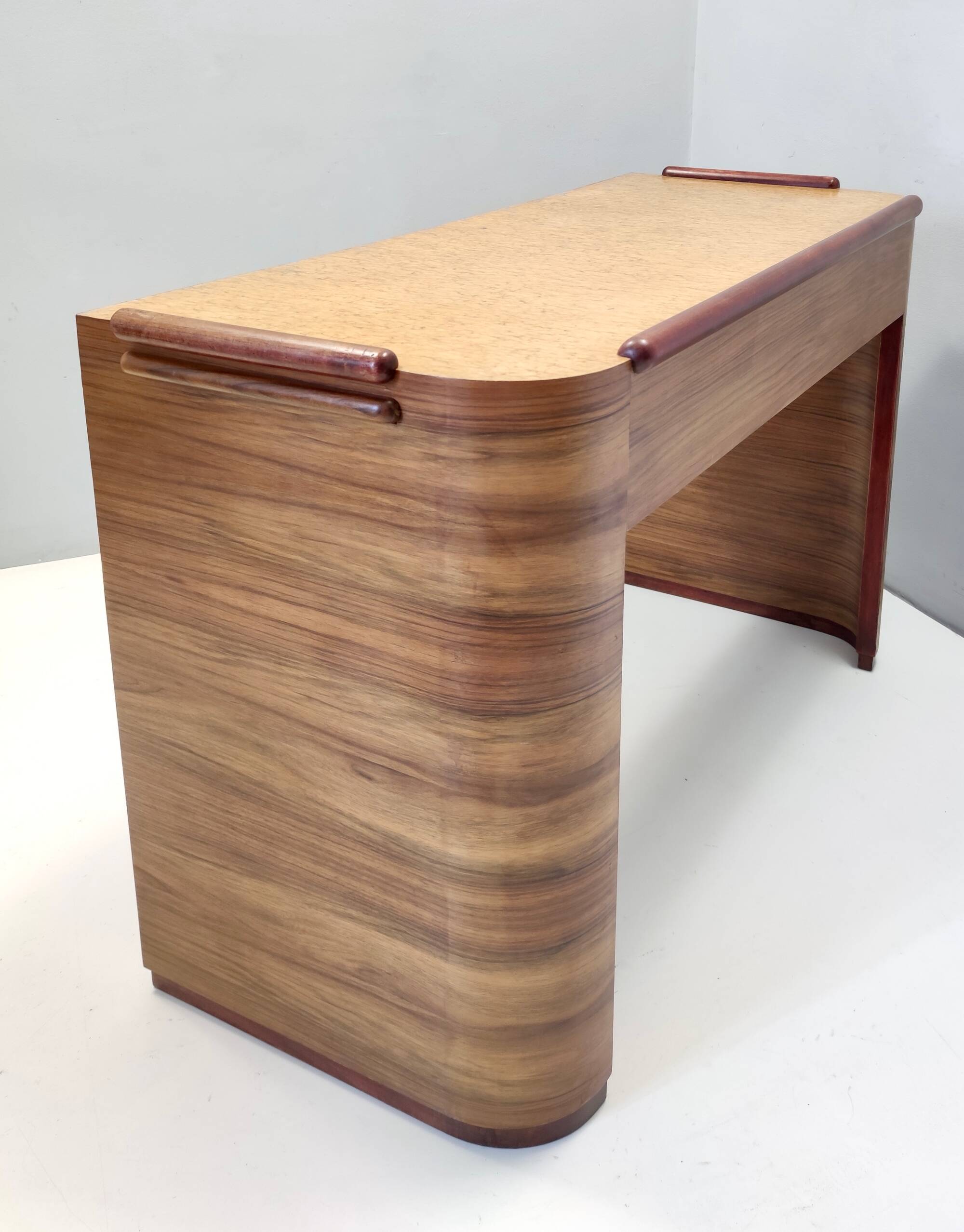Art Deco desk in walnut, birch and beech, Brianza, Italy