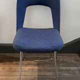 Chaise en lainage bleu 1970