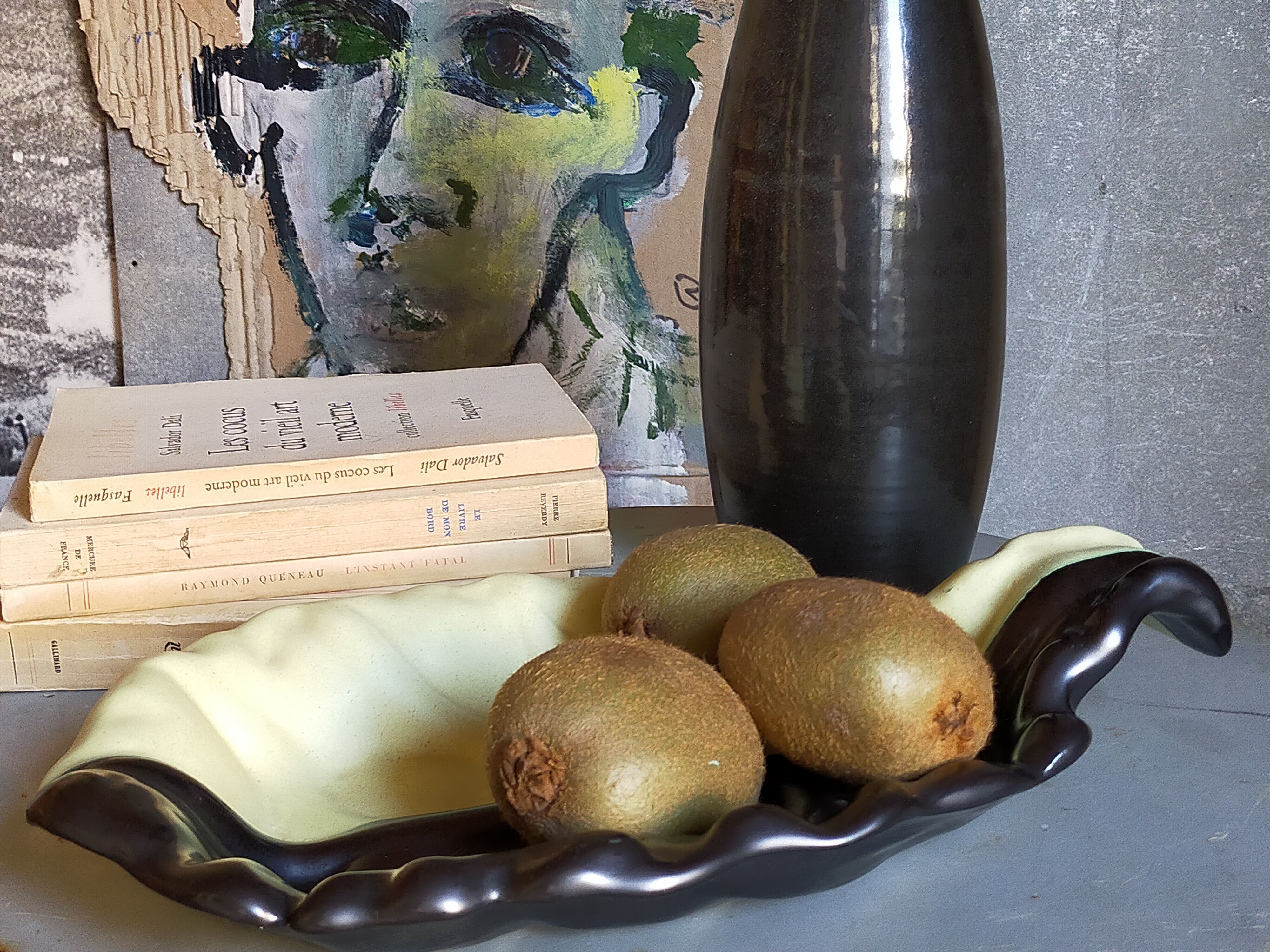 Cut empty-pockets ceramic two-tone atelier cerenne in vallauris 50s