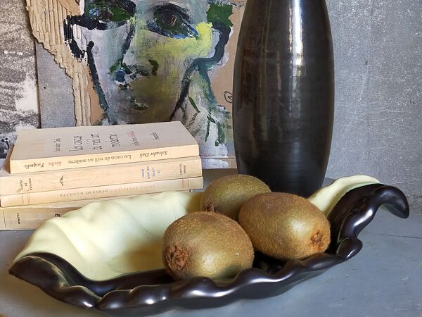 Coupe vide-poches céramique bicolore atelier cerenne à vallauris années 50