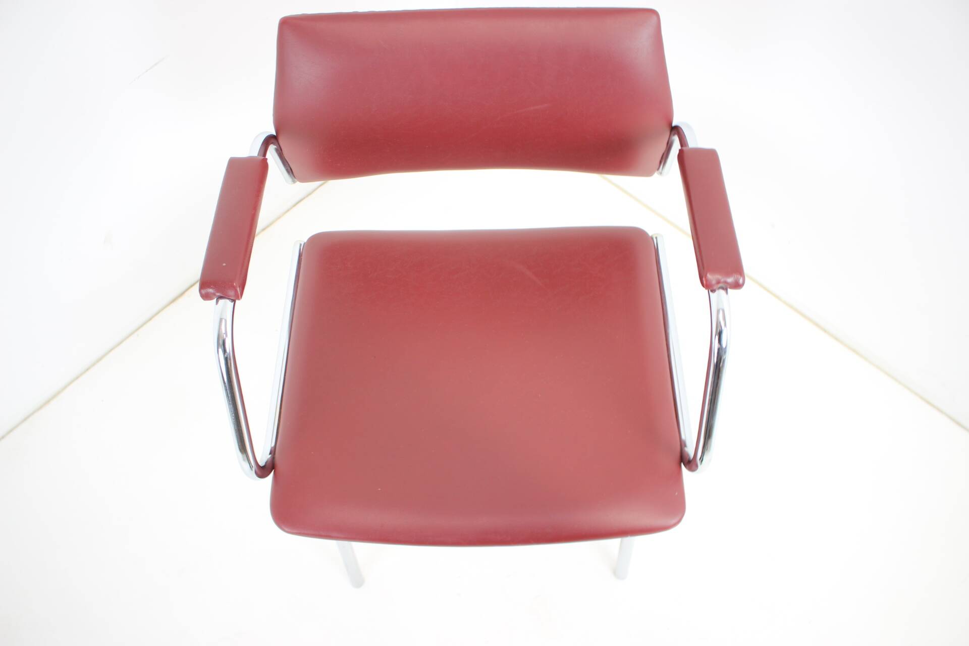 Chrome (Faux) Leather Armchair by Kovona, 1980's, Czechoslovakia