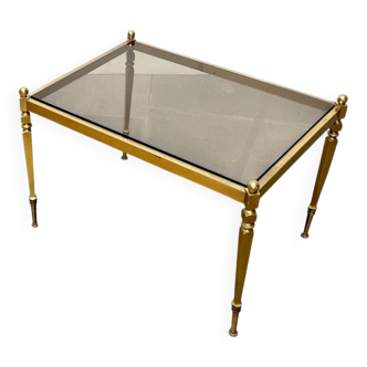 Mid-century German Hollywood neoclassical brass and glass side table from the 1950s.