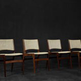 Vintage Scandinavian Modern Teak and Beige Wool Dining Chairs Model 89 by Erik Buch, 1950s, Set of 4