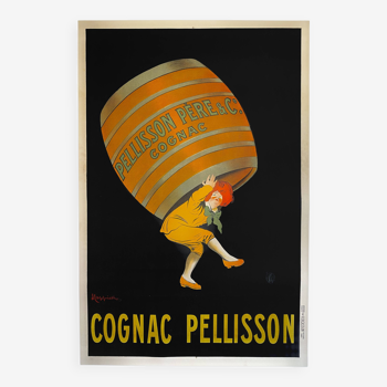 Affiche Cognac Pelisson par Leonetto Cappiello - Grand Format - Signé par l'artiste - On linen