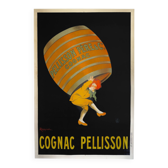 Affiche Cognac Pelisson par Leonetto Cappiello - Grand Format - Signé par l'artiste - On linen