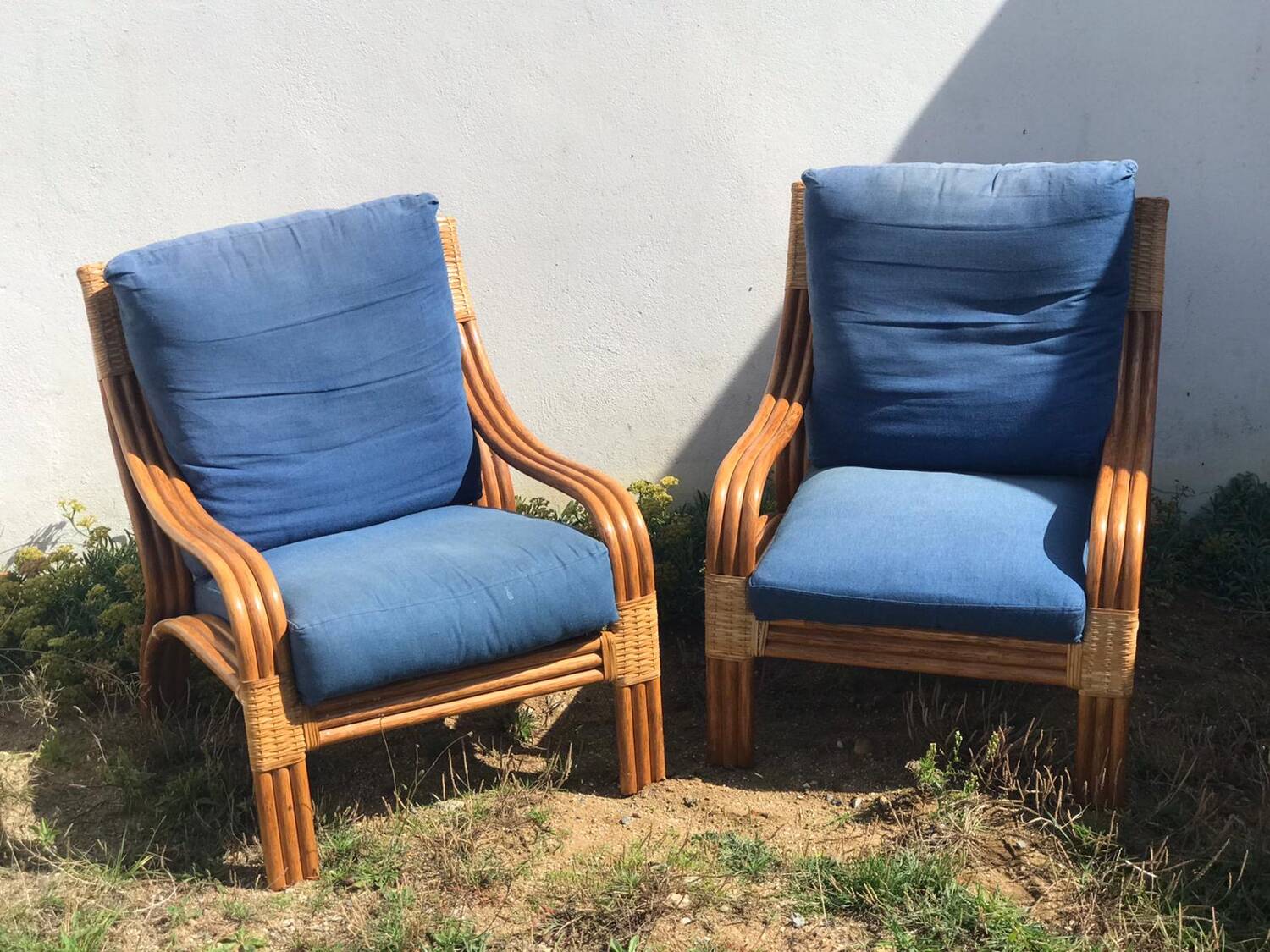 2 fauteuils en rotin vintage