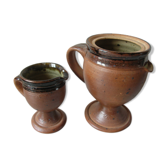 Set of 2 old brocs pitcher carafe in stoneware art of the table deco country
